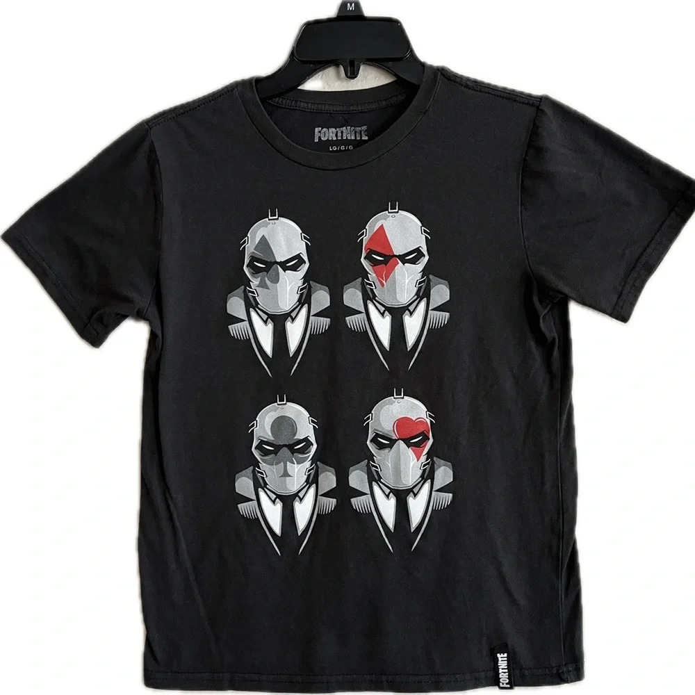 Fortnite Four Cards Suits Big Boy's T-Shirt Black, Size Large (14-16)